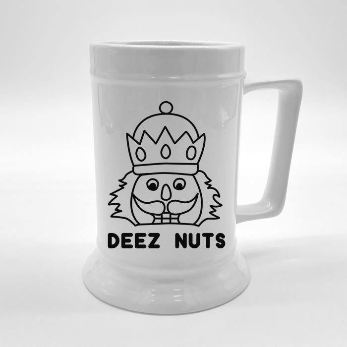 Deez Nuts Nutcracker Funny Christmas Front & Back Beer Stein