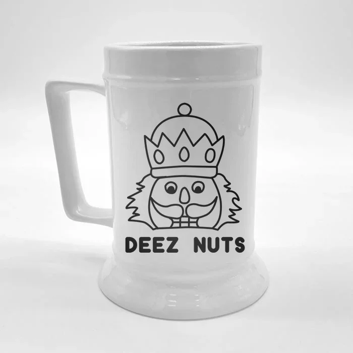 Deez Nuts Nutcracker Funny Christmas Front & Back Beer Stein