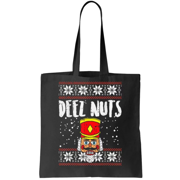 Deez Nuts Nutcracker Funny Ugly Christmas Sweater Tote Bag