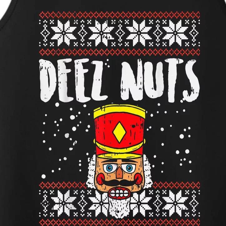 Deez Nuts Nutcracker Funny Ugly Christmas Sweater Performance Tank