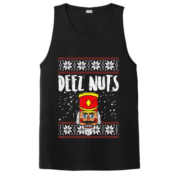 Deez Nuts Nutcracker Funny Ugly Christmas Sweater Performance Tank