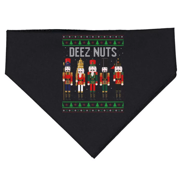 Deez Nuts Nutcracker Funny Ugly Christmas Sweater Meme Gift USA-Made Doggie Bandana