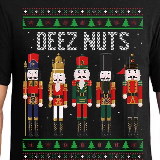 Deez Nuts Nutcracker Funny Ugly Christmas Sweater Meme Gift Pajama Set