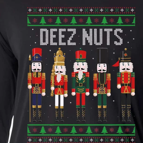 Deez Nuts Nutcracker Funny Ugly Christmas Sweater Meme Gift Cooling Performance Long Sleeve Crew