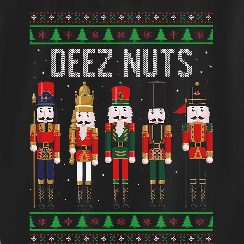 Deez Nuts Nutcracker Funny Ugly Christmas Sweater Meme Gift Kids Sweatshirt