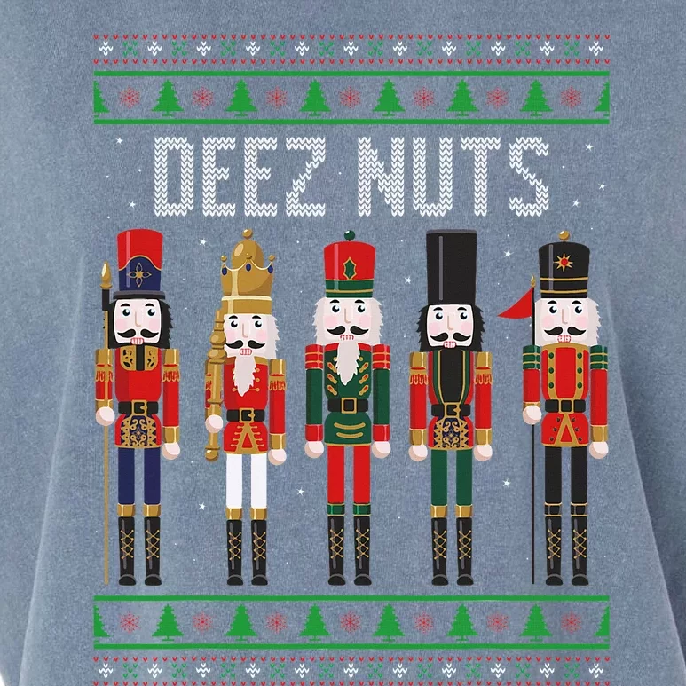 Deez Nuts Nutcracker Funny Ugly Christmas Sweater Meme Gift Garment-Dyed Women's Muscle Tee