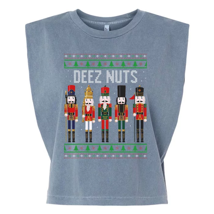 Deez Nuts Nutcracker Funny Ugly Christmas Sweater Meme Gift Garment-Dyed Women's Muscle Tee