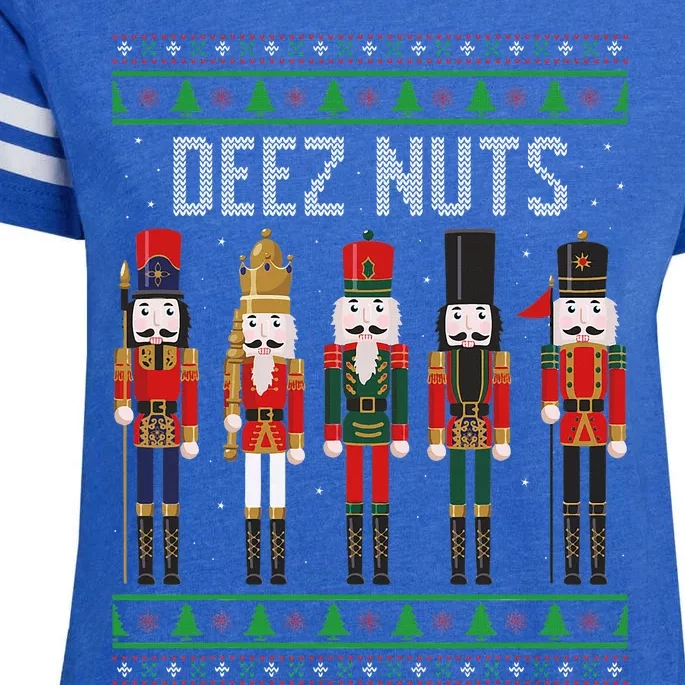 Deez Nuts Nutcracker Funny Ugly Christmas Sweater Meme Gift Enza Ladies Jersey Football T-Shirt