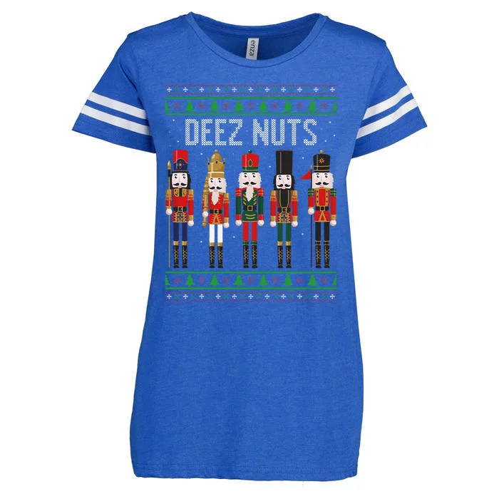 Deez Nuts Nutcracker Funny Ugly Christmas Sweater Meme Gift Enza Ladies Jersey Football T-Shirt