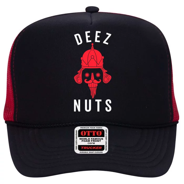 Deez Nuts Nutcracker Nut Funny Xmas Family High Crown Mesh Trucker Hat