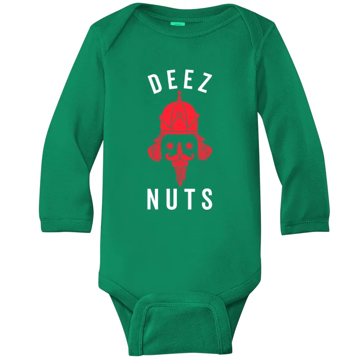 Deez Nuts Nutcracker Nut Funny Xmas Family Baby Long Sleeve Bodysuit