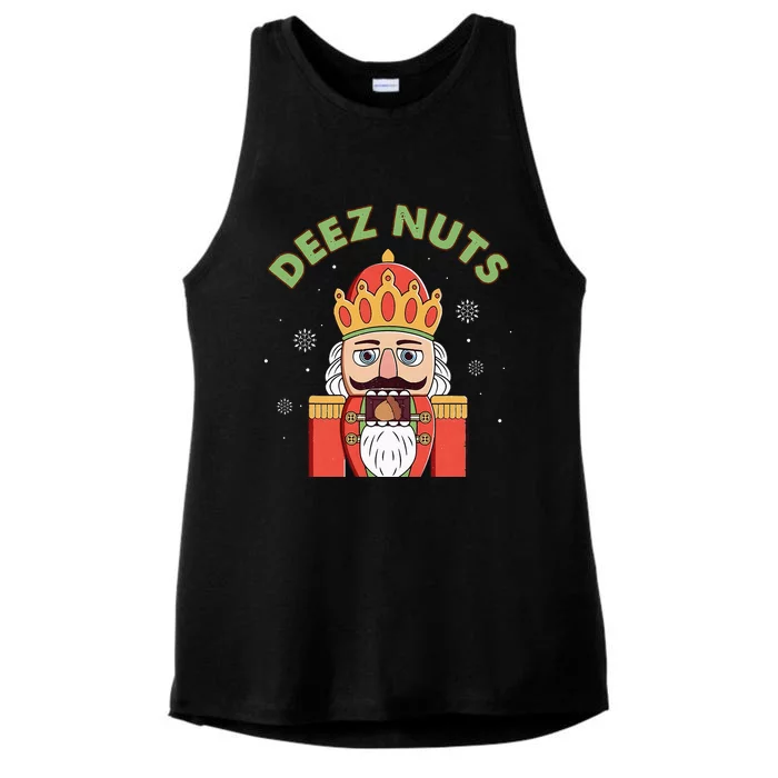 Deez Nuts Nutcracker Nut Funny Christmas Pjs Ladies Tri-Blend Wicking Tank