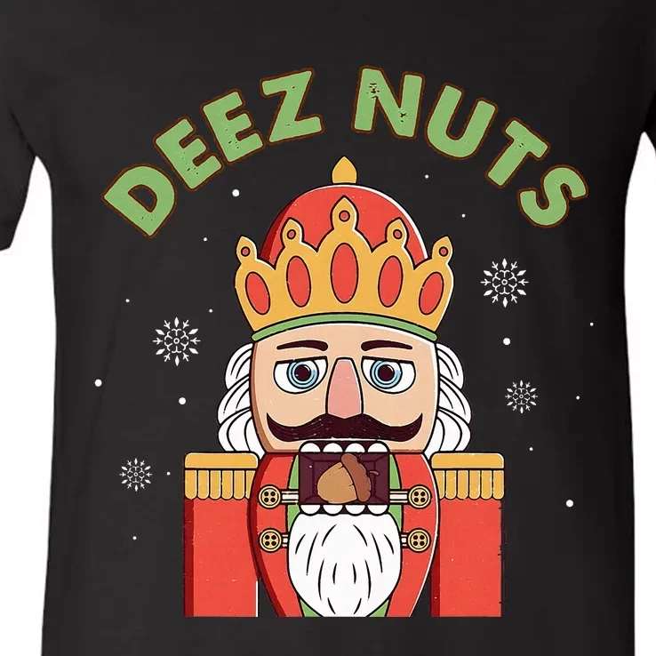 Deez Nuts Nutcracker Nut Funny Christmas Pjs V-Neck T-Shirt