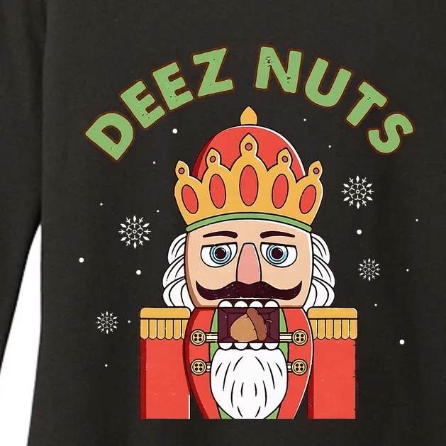 Deez Nuts Nutcracker Nut Funny Christmas Pjs Womens CVC Long Sleeve Shirt