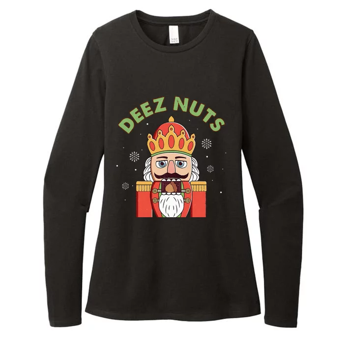 Deez Nuts Nutcracker Nut Funny Christmas Pjs Womens CVC Long Sleeve Shirt