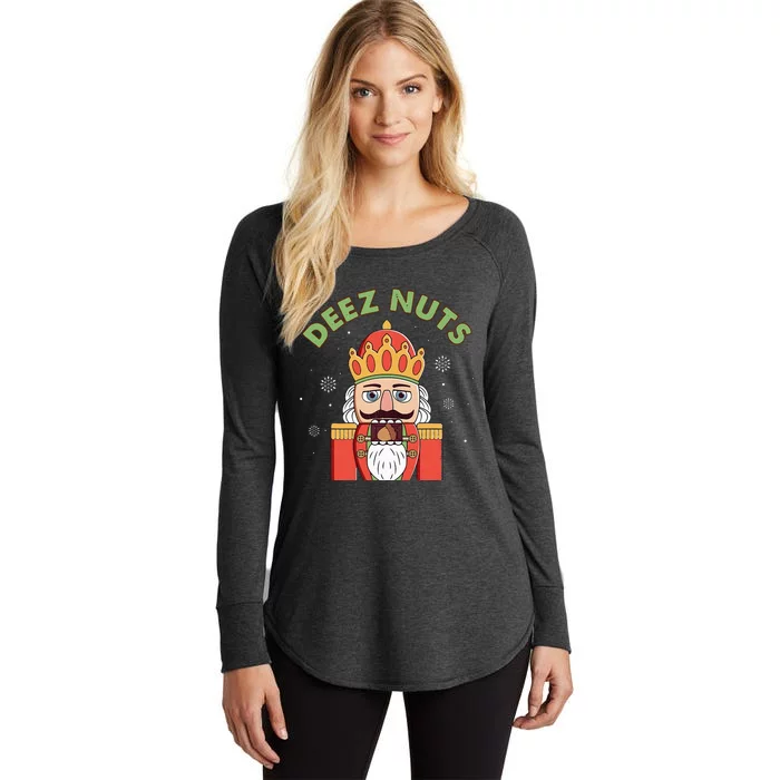 Deez Nuts Nutcracker Nut Funny Christmas Pjs Women's Perfect Tri Tunic Long Sleeve Shirt