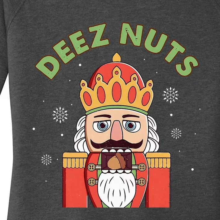 Deez Nuts Nutcracker Nut Funny Christmas Pjs Women's Perfect Tri Tunic Long Sleeve Shirt