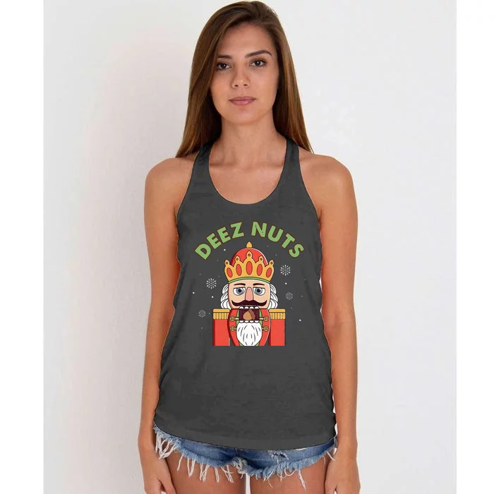 Deez Nuts Nutcracker Nut Funny Christmas Pjs Women's Knotted Racerback Tank