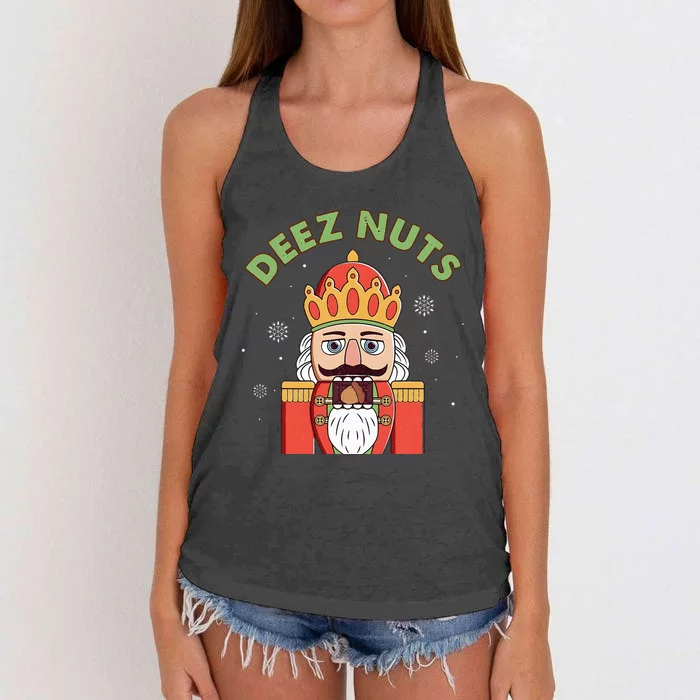 Deez Nuts Nutcracker Nut Funny Christmas Pjs Women's Knotted Racerback Tank