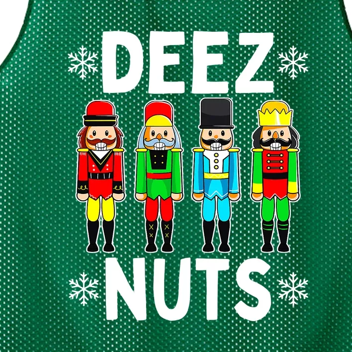 Deez Nuts Nutcracker Funny Xmas Ugly Christmas Mesh Reversible Basketball Jersey Tank