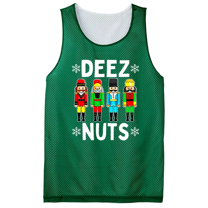 Deez Nuts Nutcracker Funny Xmas Ugly Christmas Mesh Reversible Basketball Jersey Tank