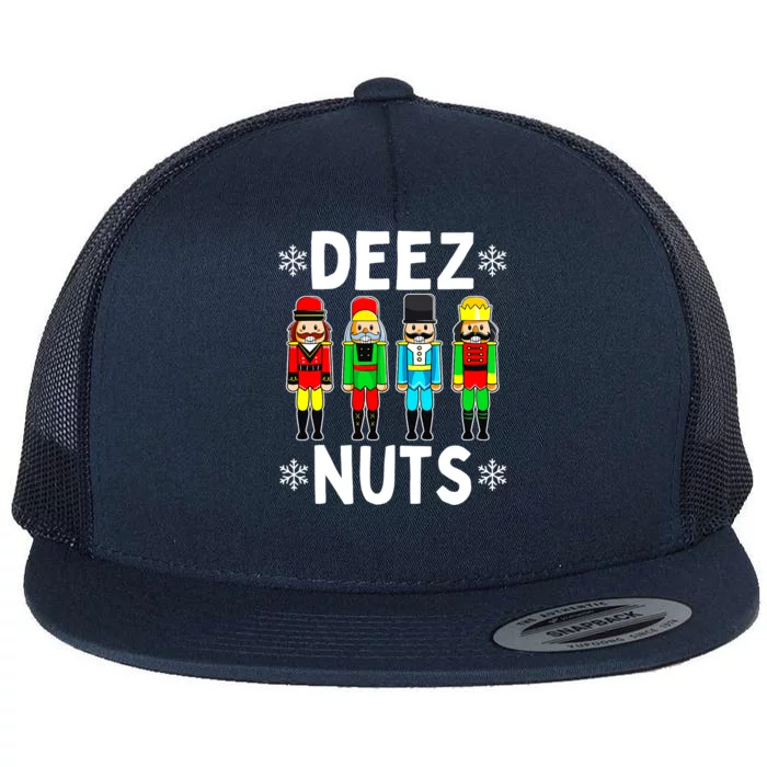 Deez Nuts Nutcracker Funny Xmas Ugly Christmas Flat Bill Trucker Hat