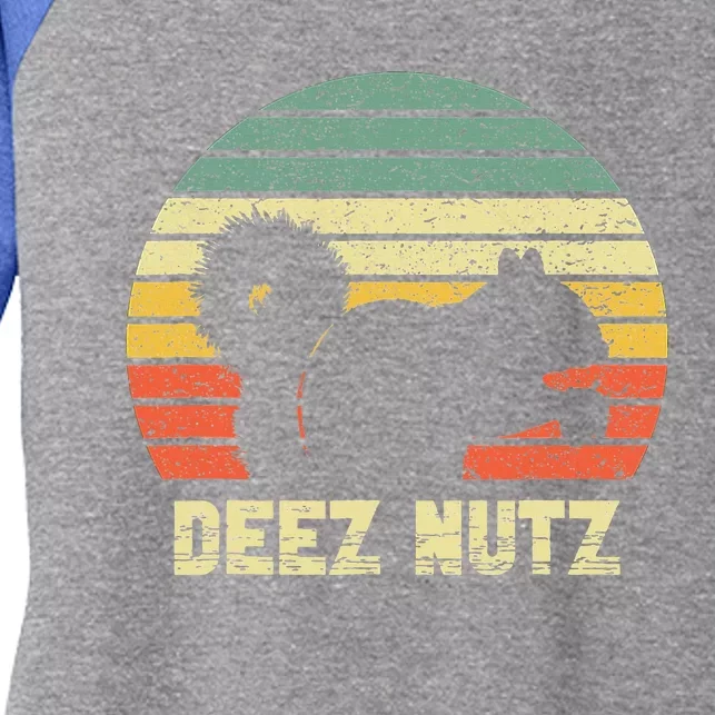 Deez Nuts Nutcracker Squirrel Deez Nutz Deezs Nut Funny Women's Tri-Blend 3/4-Sleeve Raglan Shirt