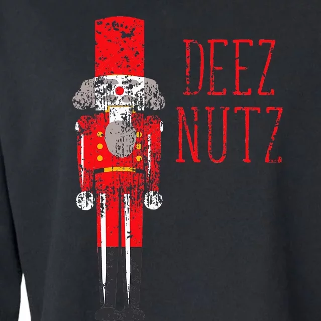 Deez Nutz Nutcracker Distressed Naughty Christmas Cropped Pullover Crew