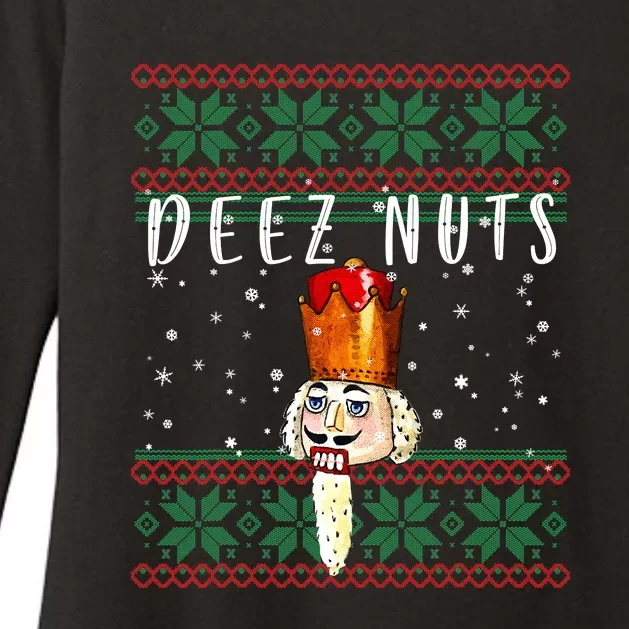 Deez Nuts Nutcracker Ugly Christmas Funny Meme Gift Womens CVC Long Sleeve Shirt