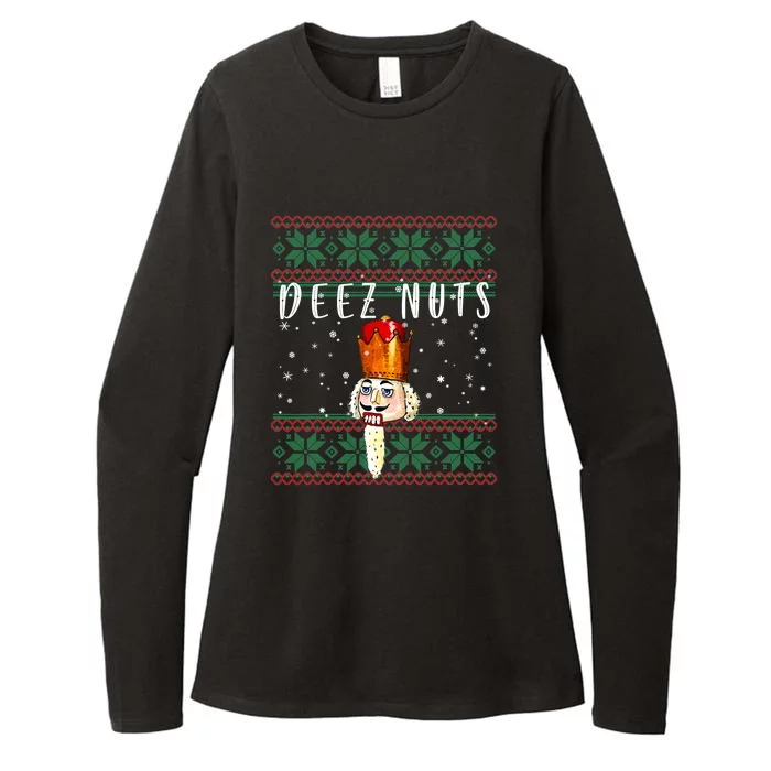 Deez Nuts Nutcracker Ugly Christmas Funny Meme Gift Womens CVC Long Sleeve Shirt