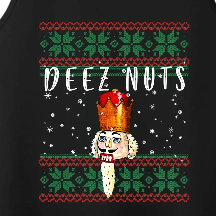 Deez Nuts Nutcracker Ugly Christmas Funny Meme Gift Performance Tank