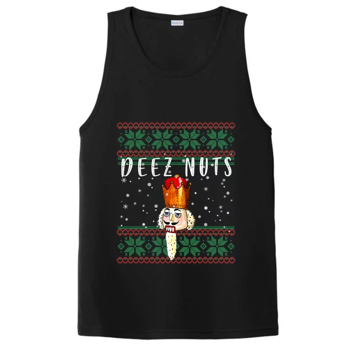 Deez Nuts Nutcracker Ugly Christmas Funny Meme Gift Performance Tank