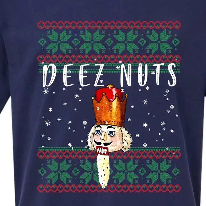 Deez Nuts Nutcracker Ugly Christmas Funny Meme Gift Sueded Cloud Jersey T-Shirt