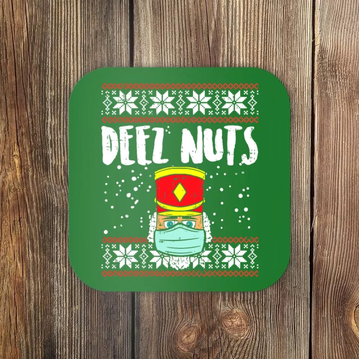 Deez Nuts Nutcracker Face Mask Ugly Xmas Quarantine Gift Coaster