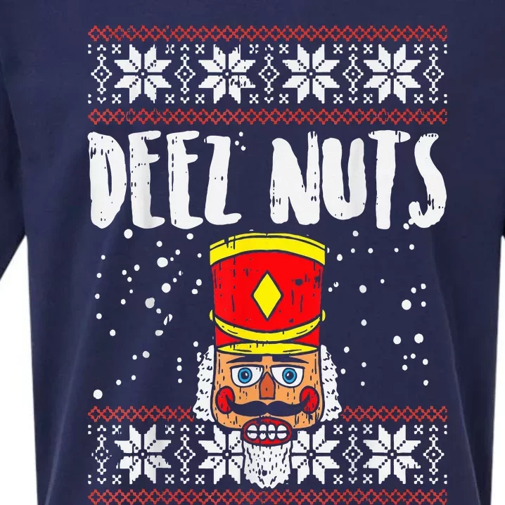 Deez Nuts Nutcracker Funny Ugly Christmas Sweater Meme Gift Sueded Cloud Jersey T-Shirt