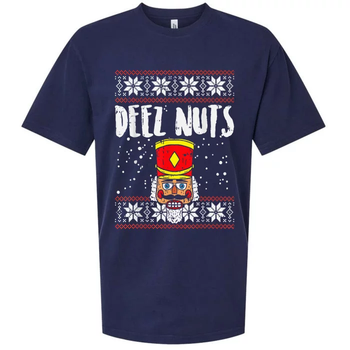 Deez Nuts Nutcracker Funny Ugly Christmas Sweater Meme Gift Sueded Cloud Jersey T-Shirt