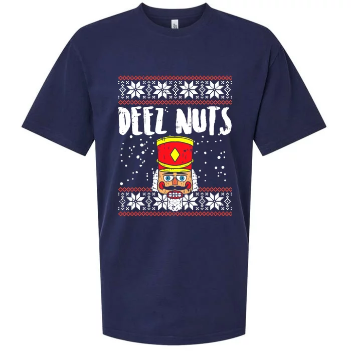 Deez Nuts Nutcracker Gifts Ugly Christmas Funny Xmas Sueded Cloud Jersey T-Shirt