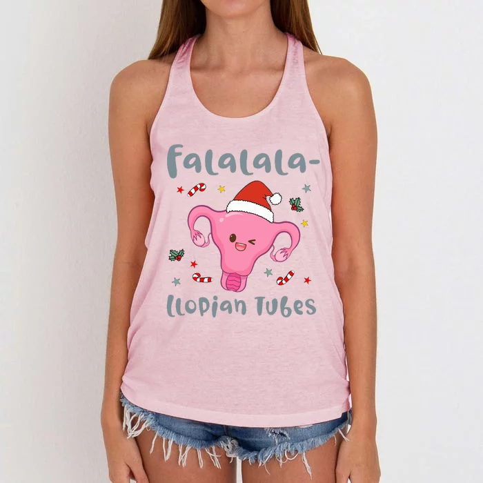 Doctor Nurse Obstetrics Christmas Falalalallopian Tubes Women's Knotted Racerback Tank