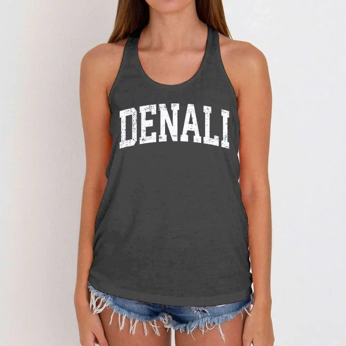 Denali National Park Alaska Vintage Athletic Sports Design Women's Knotted Racerback Tank