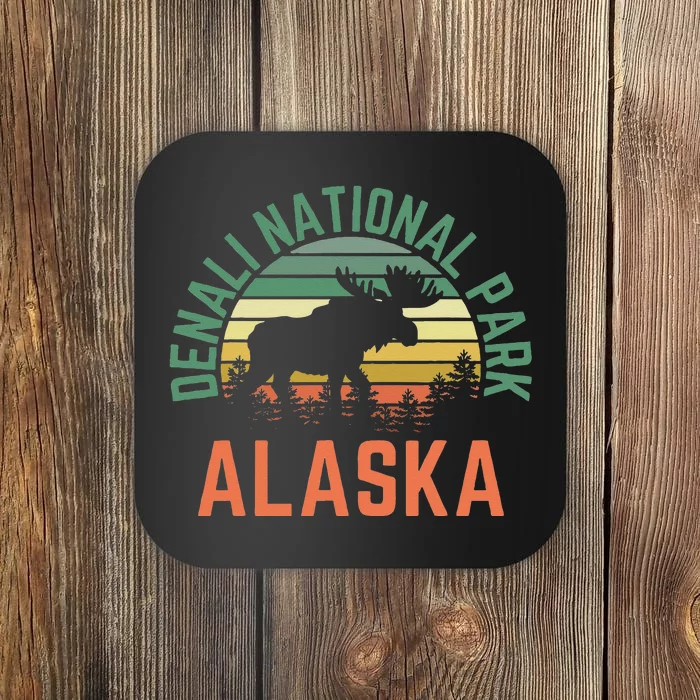 Denali National Park Alaska Moose Hiking Nature Retro Coaster