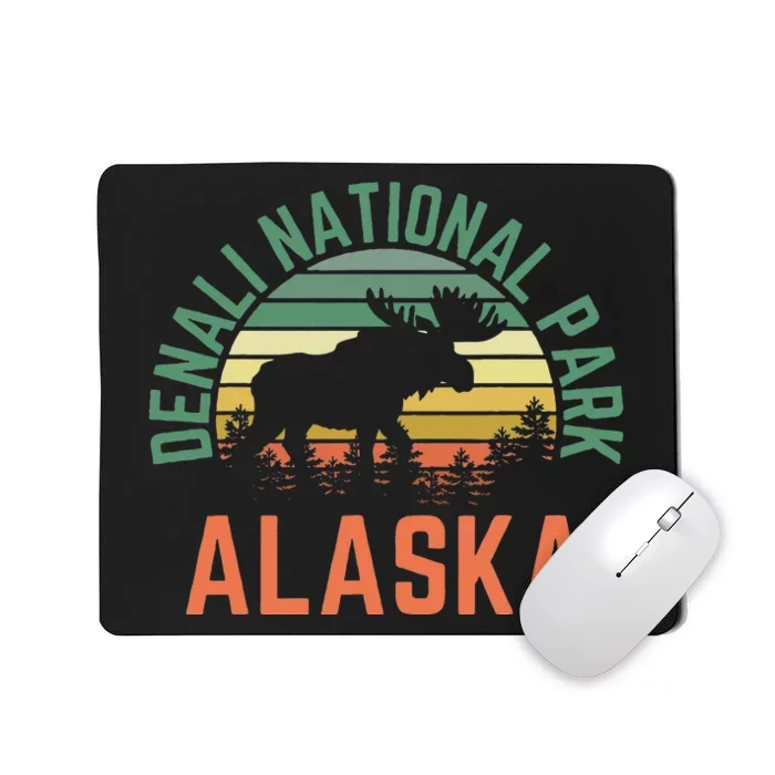 Denali National Park Alaska Moose Hiking Nature Retro Mousepad