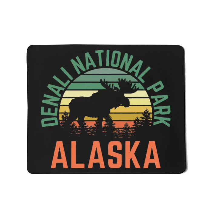 Denali National Park Alaska Moose Hiking Nature Retro Mousepad