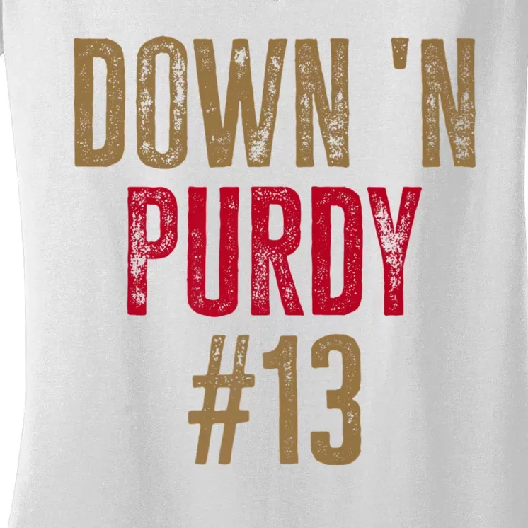 Down N Purdy San Francisco Football Playoffs Women's V-Neck T-Shirt