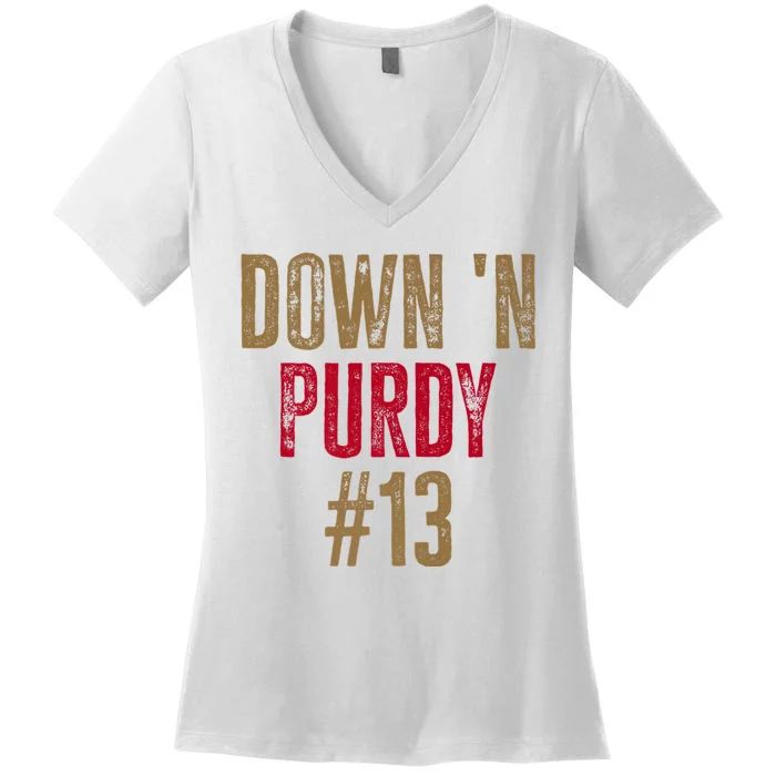 Down N Purdy San Francisco Football Playoffs Women's V-Neck T-Shirt