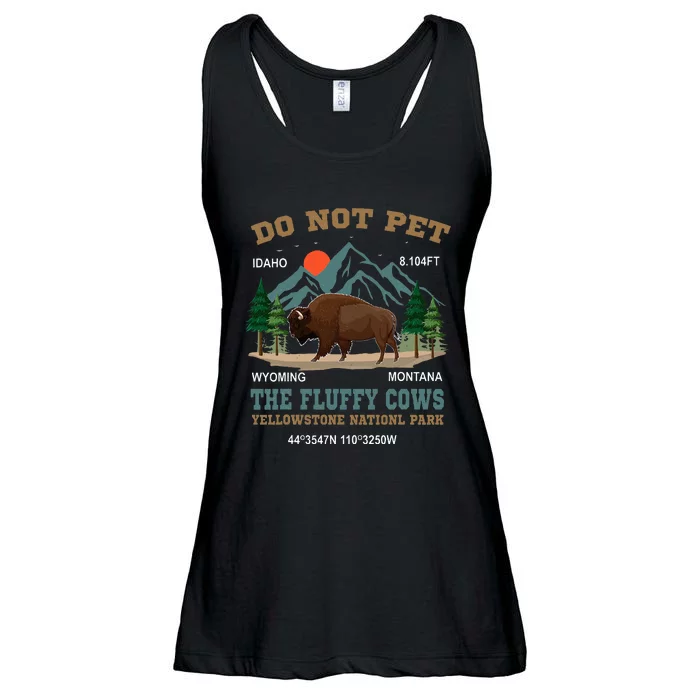 Do Not Pet The Fluffy Cows Bison Yellowstone National Park Ladies Essential Flowy Tank