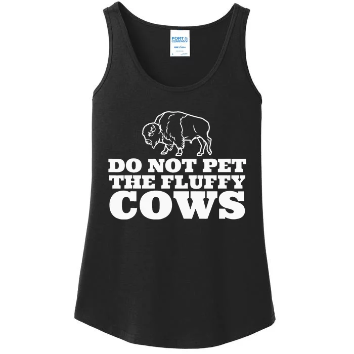 Do Not Pet The Fluffy Cows Retro Funny Bison Buffalo Ladies Essential Tank