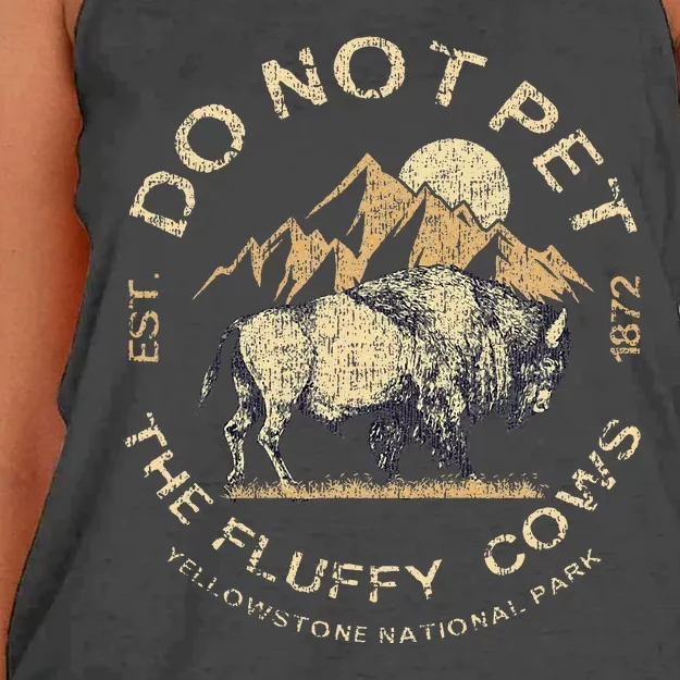 Do Not Pet The Fluffy Cows Yellowstone National Women's Knotted Racerback Tank