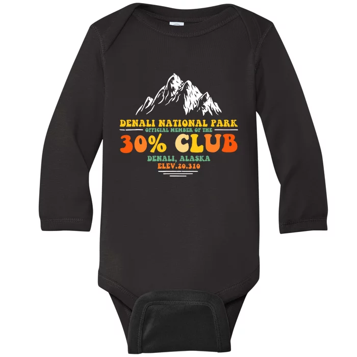 Denali National Park Alaska 30% Club Denali Mountain Tourist Baby Long Sleeve Bodysuit