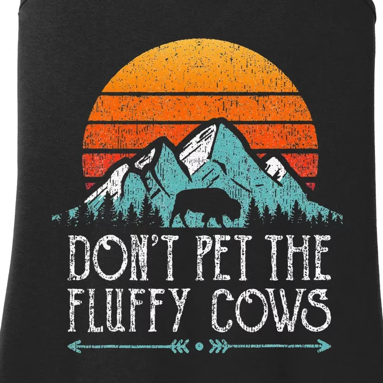 Do Not Pet The Fluffy Cows Funny Bison Buffalo Retro Ladies Essential Tank