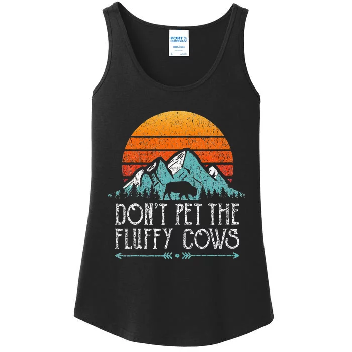 Do Not Pet The Fluffy Cows Funny Bison Buffalo Retro Ladies Essential Tank